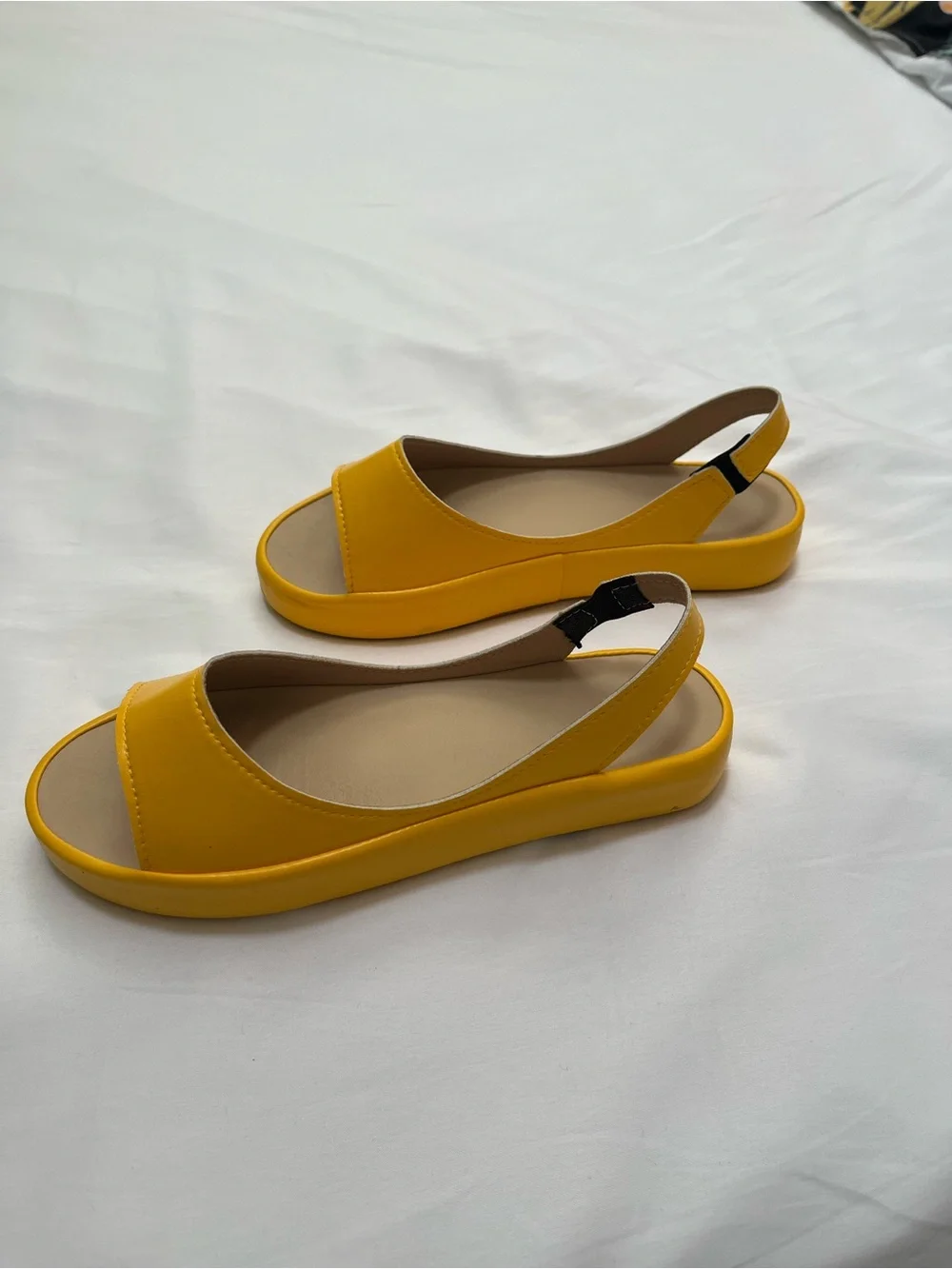 Women's Yellow Open-Toe Slingback Platform Sandals - Modern Comfort